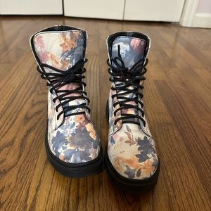 Forever 21 floral combat lace up boots
